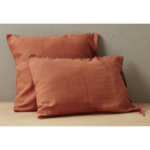 Taie d'oreiller Lin Stone Washed Orange Terracotta - Sylvie Thiriez