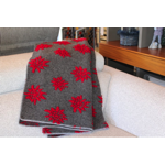 Plaid en laine gris/rouge edelweiss 145x200