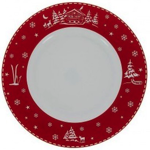 Assiette plate porcelaine - Chalet Rouge 