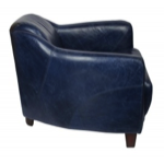 Fauteuil Gentleman bleu en cuir de vachette