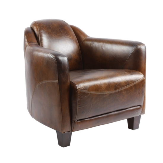 Fauteuil Gentleman Cigare en cuir de vachette