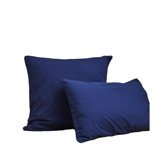 Taie percale lavée Bleu de Chauffe - Sylvie Thiriez