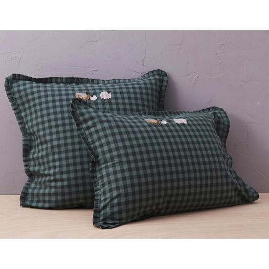 Taie d'oreiller brodée Shetland - Sylvie Thiriez