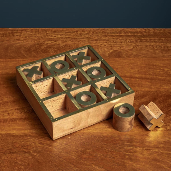 Jeu Oxo manguier et détail laiton - Chehoma