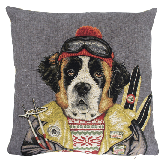 Coussin Amis de ski St Bernard - 45x45 cm
