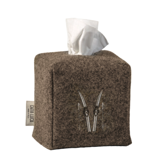 Boîte à mouchoirs en feutre de laine naturelle Ski - Catia Luca