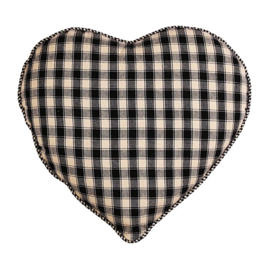 Coussin Coeur Campagne Noir - Comptoir de Famille