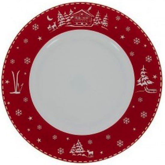 Assiette plate porcelaine - Chalet Rouge