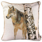 Housse de coussin fond blanc  2190B  50x50 - Loup en Hiver