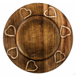 Sous assiette sculptée coeur en bois brulé diametre : 35cm