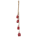 Suspension 4 cloches en mtal rouge design blanc 62 cm