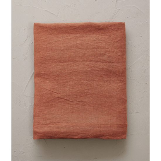 Drap plat Lin Stone Washed Orange Terracotta - Sylvie Thiriez