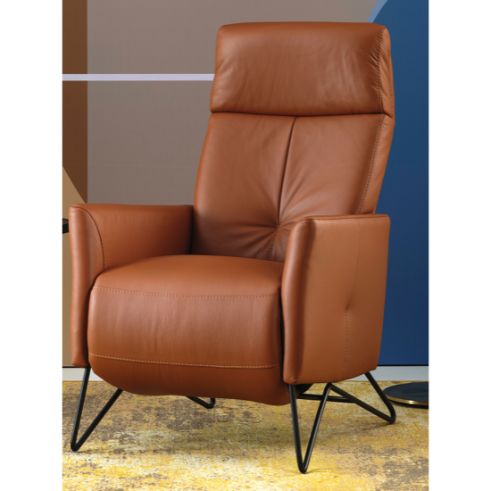 Fauteuil relax manuel Alva - Cuir Montana cognac - P821 