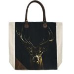 Sac en toile shopper cerf noir