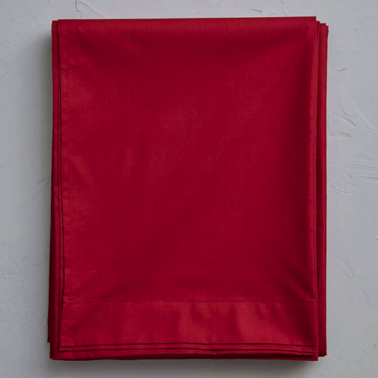 Drap plat percale unie Rouge Massaï - Sylvie Thiriez