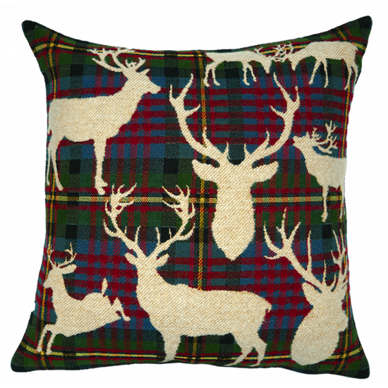 Housses De Coussin Noël Rouge Tartan - Lot De 2, 45x45 Cm, Polyester, Lavable, Déco Festive
