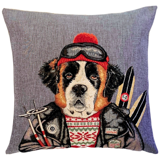 Coussin 45x45 - Bernese chien &amp; skis