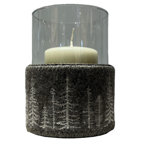 Bougeoir Abies Ø11 en feutre de laine naturelle Taupe - Catia Luca