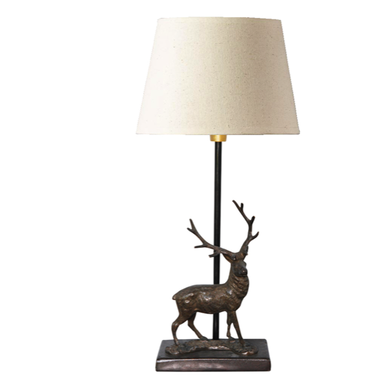 Lampe Cerf à l'écoute patine bronze - Chehoma