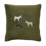 Housse de coussin polaire 45x45 RDV Au pré kaki - Sylvie Thiriez