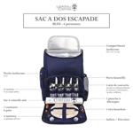 Sac à dos pique-nique Escapade 4P - Bleu