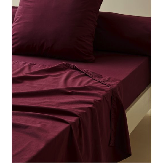 Drap plat percale lavée Prune - Sylvie Thiriez