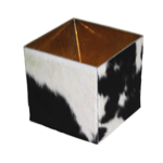 Abat jour à poser en métal peau de vache et feuille dorée - 21x21cm 