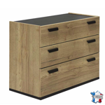 Commode Eiffel - 3 Tiroirs - Teinte chne brut - Celio