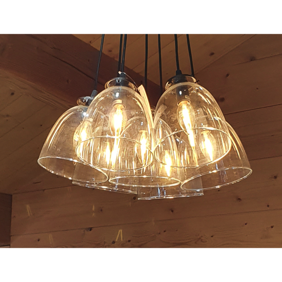 Lustre lucile 7 suspensions abat-jour clochette - Angel Des Montagnes