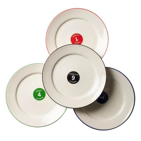 4 Assiettes Ø20 cm Pistes de ski - Chehoma