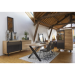 Vitrine Fusion 1P coulissante/2P battantes/1T teinte chêne clair/noeuds 