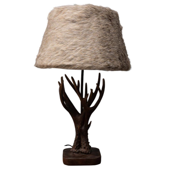 Lampe bois de cerf et A/J fausse fourrure - Chehoma