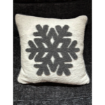 Coussin en laine gris - Flocon blanc - 50x50