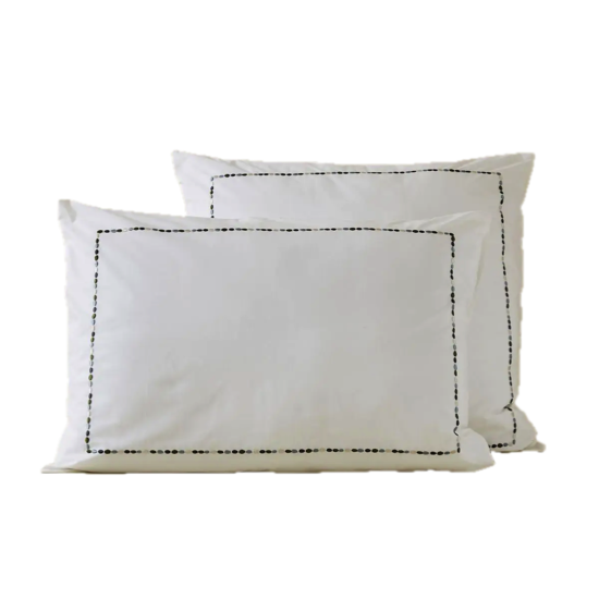 Lot de 2 taies d'oreiller En pointillés Kaki - Sylvie Thiriez