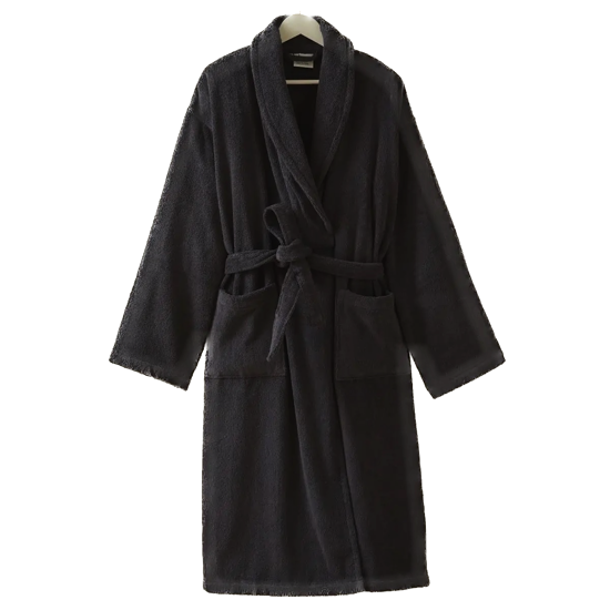 Peignoir mixte éponge unie Noir - Sylvie Thiriez