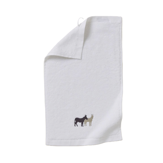 Éponge brodée RDV Au pré Blanc Serviette Invité 30x50 - Sylvie Thiriez