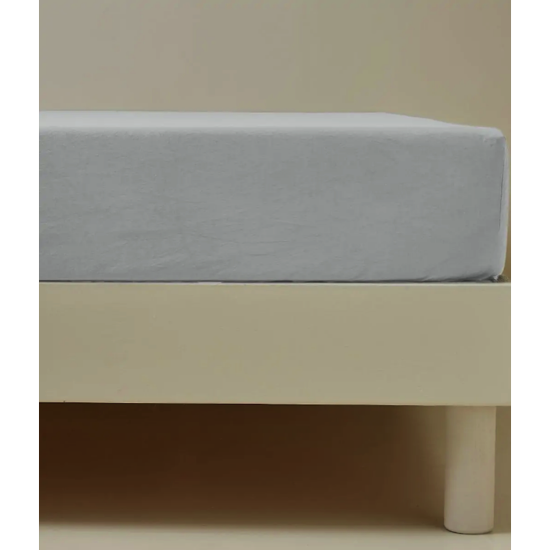 Drap housse percale unie Gris duvet - Sylvie Thiriez