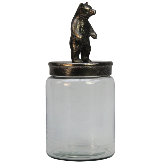 Bocal en verre couvercle métal ours - Chehoma