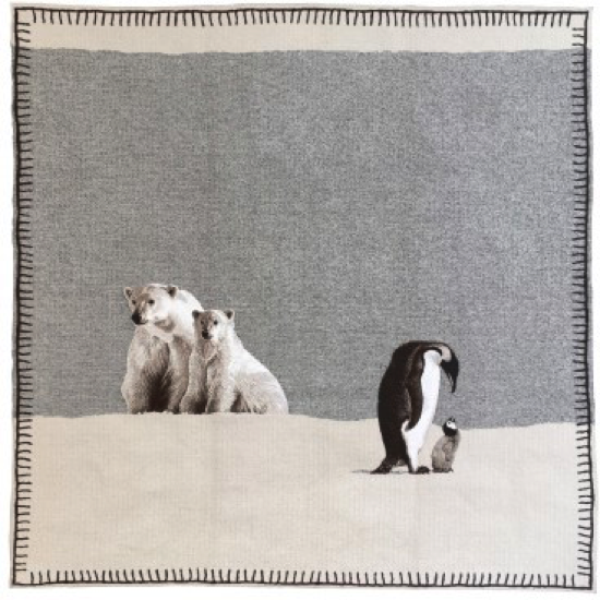 Plaid avec ours polaire et manchots 145x145cm - Jules Pansu