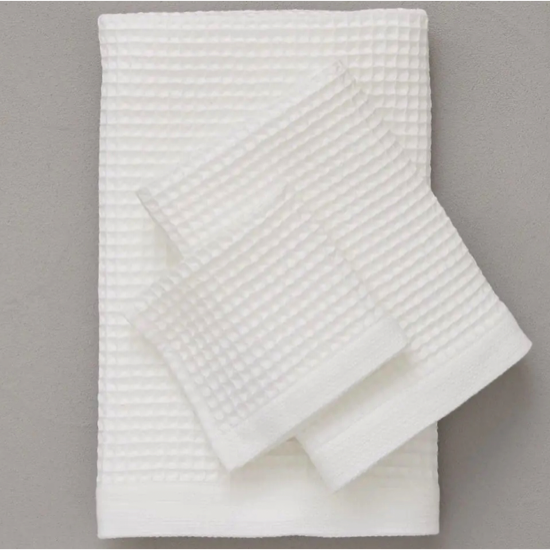 Nid d'abeille Bain de minuit Blanc - Drap de douche 70x150 - Sylvie Thiriez