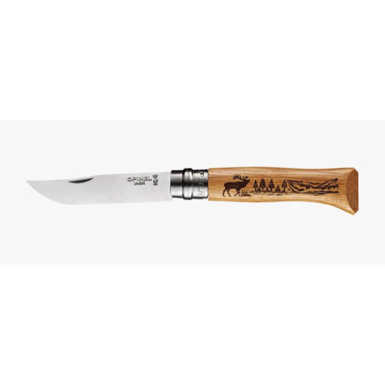 Couteaux gravés Tradition OPINEL n°8 - ANIMALIA - Gravure cerf
