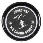 Plateau rond bois &amp; métal Après-ski