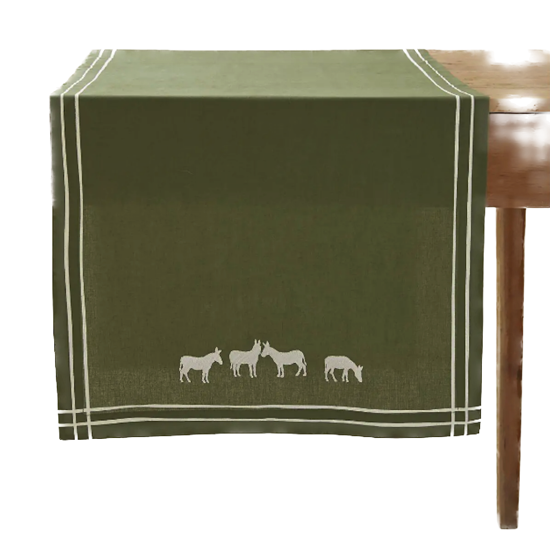 Chemin de table 50x150 RDV Au pré Kaki - Sylvie Thiriez