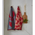 Torchon jacquard - Bonne pêche rouge - 50x70 - Sylvie Thiriez