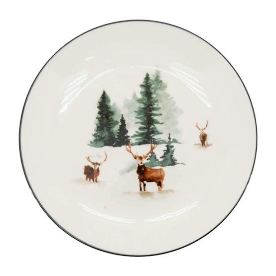 6 assiettes plates Cerf et Sapins Ø27