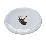 Assiette blanche cerf et bord marqué Ø25 cm - Chehoma