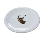 Assiette blanche cerf et bord marqu 25 cm - Chehoma